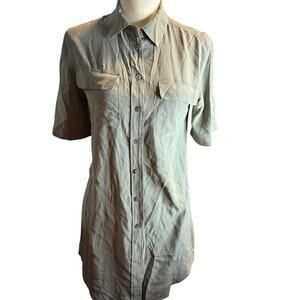Equipment Femme Olive Green 100% Silk Shirt Dress, Women's Size XS